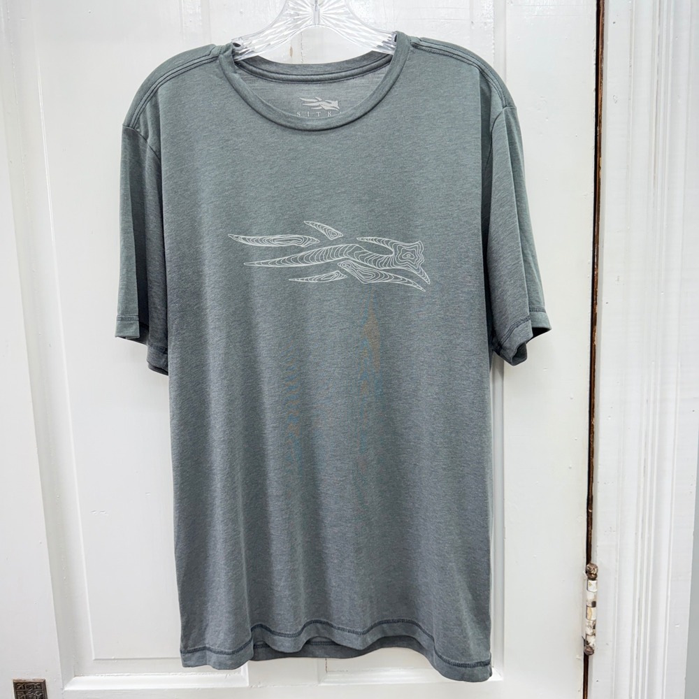 Sitka Mens Large Grey Short Sleeve Graphic T Shirt Performance Tee Heathered